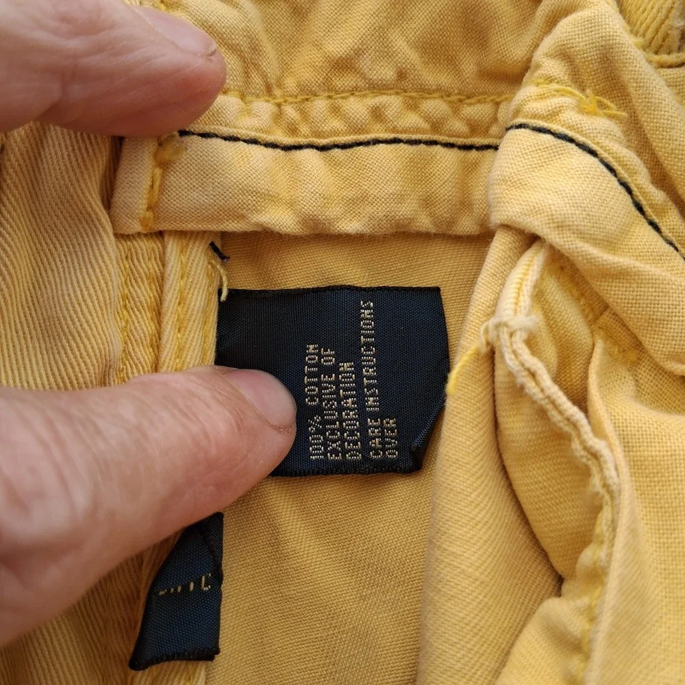 Polo Ralph Lauren‎ Chino Shorts Flat Front Casual Yellow Mens Size 35 Pony